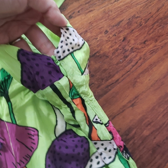 Farm Rio Lime Green Psychedelic Mushroom Midi Dress Size Medium Boho Festival - Picture 5 of 11